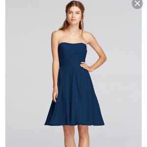 David’s Bridal chiffon blue bridesmaid dress
